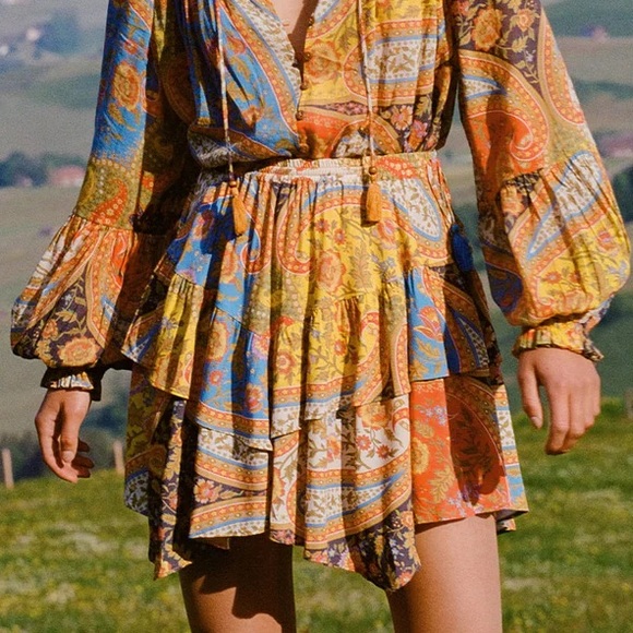 EUC Spell & the Gypsy Collective Kaleidoscope Belladonna Handkerchief Mini Skirt - Picture 5 of 15